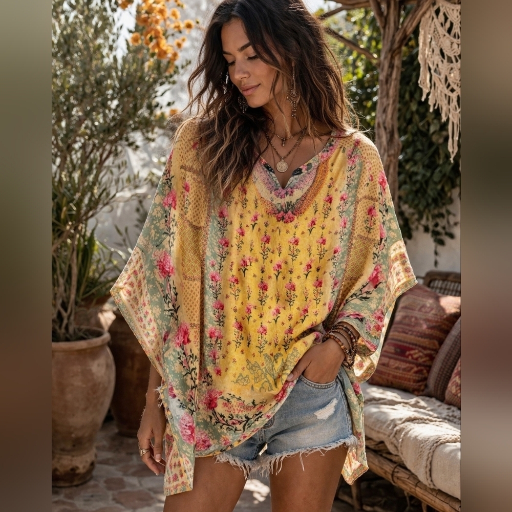 NWOT Feathers By Tolani Floral Tunic